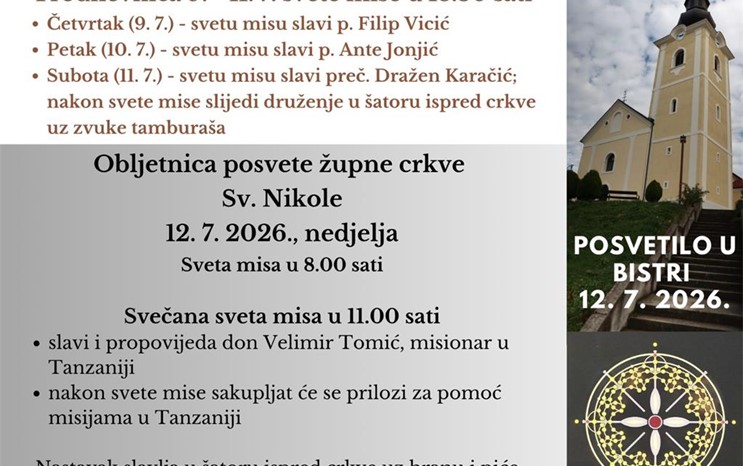 Obljetnica posvete župne crkve sv. Nikole u Bistri